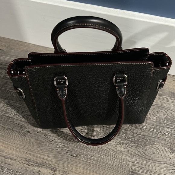 Mini Coach bag, black bag with blue butterflies on the front - Picture 2 of 4